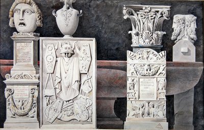 Antik heykel parçaları (grafit, yıkama ve kağıt üzerine sulu boya) by Achille Francois Leclere