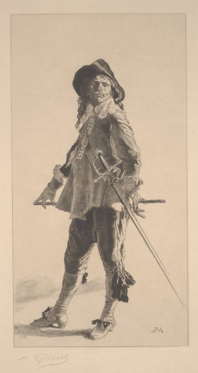 Düellocu, Jean ?Louis ?Ernest Meissonier tarafından yapılan baskı by Achille Isidore Gilbert