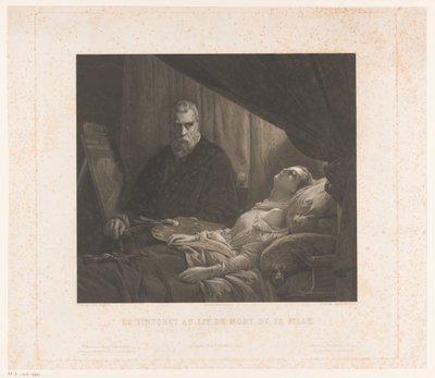 Il Tintoretto, kızını ölüm döşeğinde canlandırıyor Le Tintoret au lit de mort de sa fille (nesne üzerindeki başlık) by Achille Louis Martinet