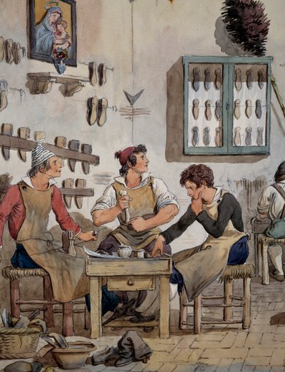 Ayakkabıcı atölyesinin içi by Achille Pinelli