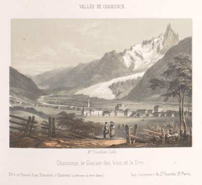 Aiguille de Bionnassay'in buzulla birlikte görünümü Aiguille et Glacier de Bionnassay (nesne üzerinde başlık) Chamonix-Mont-Blanc'ın Hafızası (dizi başlığı) Museum du Mont-Blanc (nesne üzerinde seri başlığı) by Ad. Cuvillier