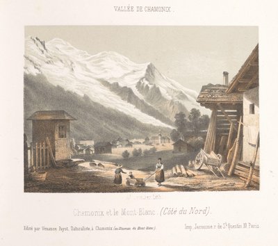 Zicht op de vallei van Chamonix vanaf de pas Les Montées Les Montées'deki Chamonix Vadisi'ne giriş (nesne üzerine başlık) Herinnering ve Chamonix-Mont-Blanc (dizi başlığı) Museum du Mont-Blanc (nesne üzerine seri başlığı) by Ad. Cuvillier