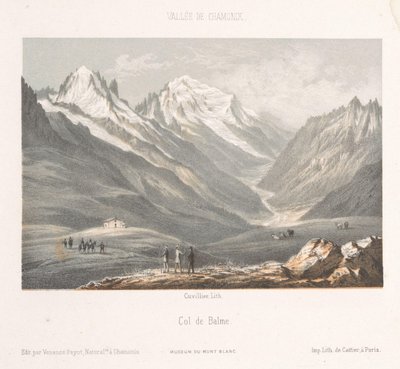 Montenvers yolunda Les Planards köyünün görünümü Les Planaz, chemin du Montanvert (nesne üzerindeki başlık) Chamonix-Mont-Blanc