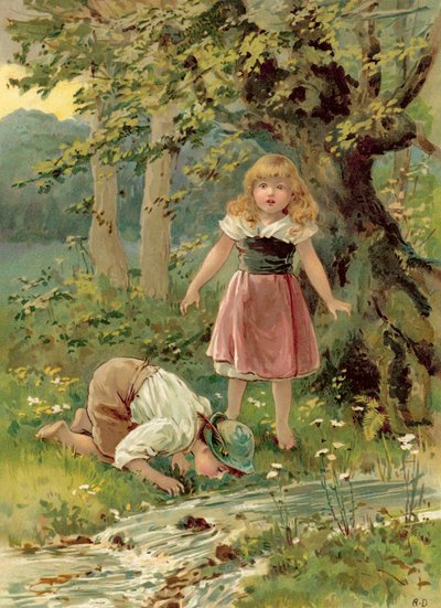 Dereden içen kardeş (chromolitho) by Ada Dennis
