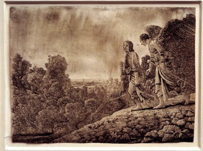 Tobie ve melek. Bakır Üzerinde Güçlü Su, Hercules Seghers (1590-1638) by Adam (after) Elsheimer