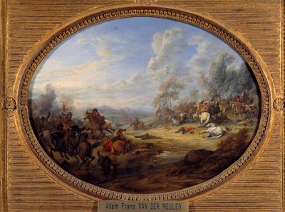 Süvari Şoku Louis XIV yönetimi altında bir savaş. Adam Van der Meulen (1632-1690) Sun tarafından tablo. 0,2x0,27 m by Adam Frans van der Meulen