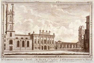İngiltere Merkez Bankası, St Christopher-le-Stocks ve St Bartholomew-by-the-Exchange, Londra, c1775 by Adam Smith