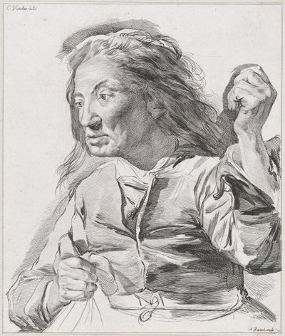 Yumruklarını sıkmış yaşlı bir kadın, 1786. by Adam von Bartsch