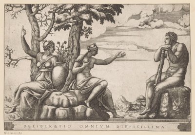 Herkül op de tweesprong En zor karar (nesne üzerine başlık) by Adamo Scultori