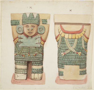 Caryatid X, önden ve arkadan görünümleri gösteriyor (suluboya) by Adela Breton