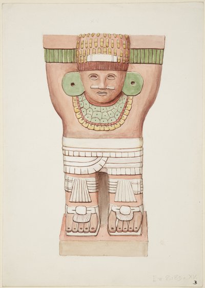 Dış odadan Caryatid, Tapınak A, top sahası tapınağı, Chichen Itza, Meksika by Adela Breton