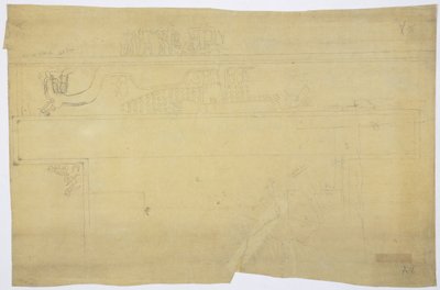 Kapının üstünden bir duvar resminin izinin kopyası, Jaguarların üst tapınağı, Chichen Itza, Meksika Kalem 