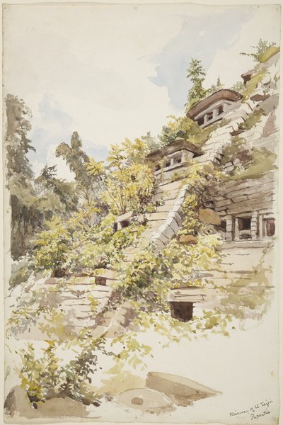 Niş Piramidi Merdiveni, El Tajin, Papantla, Meksika (suluboya) by Adela Breton