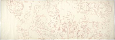 güney duvarı, Jaguarların Üst Tapınağı, Chichen Itza, Meksika Kuzey merkez mahallesi (kırmızı mürekkep ve grafit) by Adela Breton