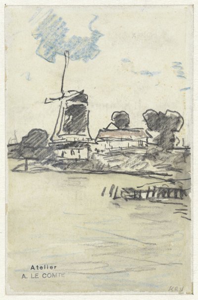 su üzerinde değirmen by Adolf le Comte