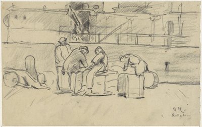 Rotterdam'da rıhtımdaki işçiler by Adolf le Comte