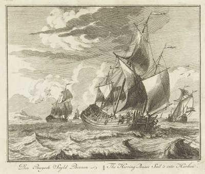 Ringa balığı tüpüyle eve yelken, 1725 dolayları Den Buysch Seyld Binnen / Herring Busse Yelkeni Barbou