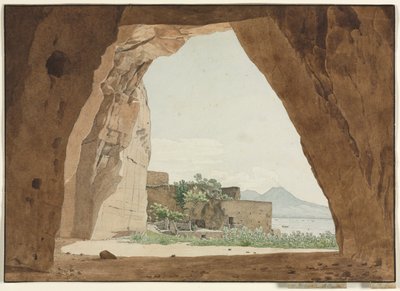 Bir Mağaradan Vezüv ve Napoli Körfezi, 1820. by Adolf von Heydeck