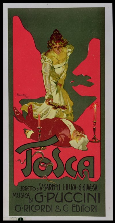 Tosca, bir performansın reklamını yapan afiş by Adolfo Hohenstein