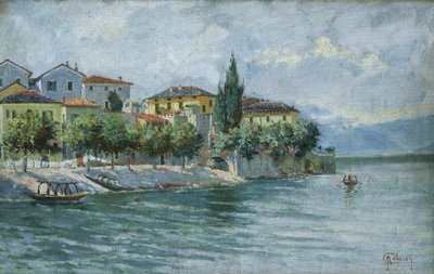 Maggiore Gölü Manzarası (tuval üzerine yağlı boya) by Adolfo Polaroli