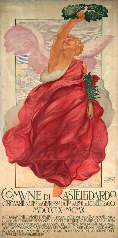 Castelfidardo muharebesinin ellinci yıldönümü için afiş by Adolfo de Carolis