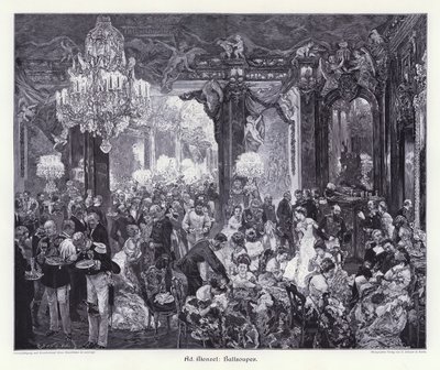 Top Akşam Yemeği (gravür) by Adolph Friedrich Erdmann von (after) Menzel