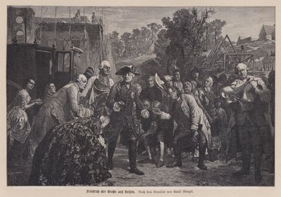 Büyük Frederick, Prusya Kralı, bir yolculukta (gravür) by Adolph Friedrich Erdmann von (after) Menzel