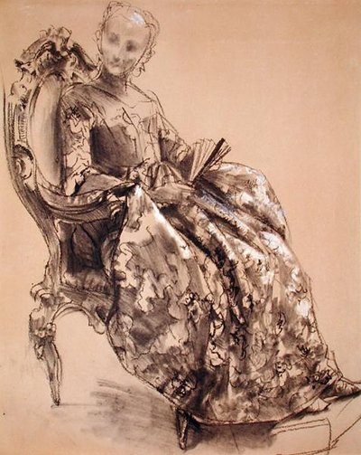 Prusya Prensesi Amalie Üzerine Bir Araştırma (kağıt üzerinde tebeşir) by Adolph Menzel