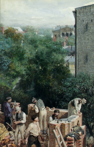 Bir Şantiyede Duvarcı ustaları, 1875 by Adolph Menzel