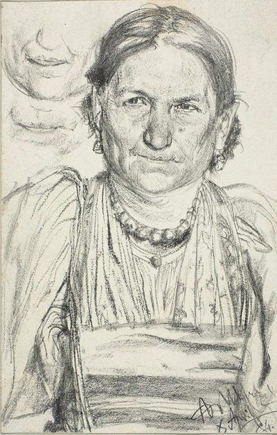 Köylü Kadın Portresi by Adolph Menzel