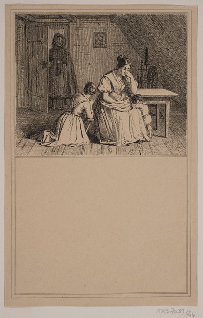 Fakir bir aile. No. 25 içinde Chr. Winther ve M. Rørbye, "Küçük Çocuklar için 25 Resim" by Johan Adolph Kittendorff