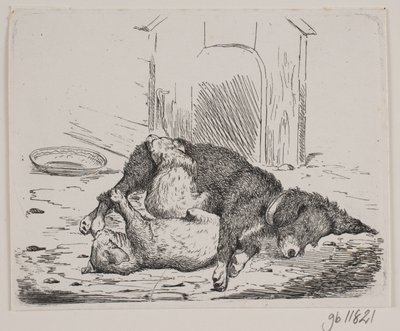Köpek yavrusu ile köpek tasma by Johan Adolph Kittendorff