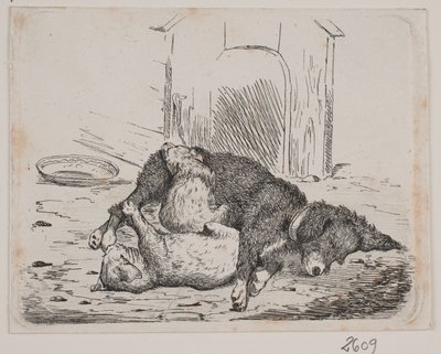 Köpek yavrusu ile tasma by Johan Adolph Kittendorff