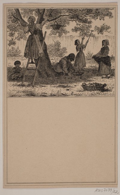 Elma ağacının altında. No. 21 içinde Chr. Winther ve M. Rørbye, "Küçük Çocuklar için 25 Resim" by Johan Adolph Kittendorff