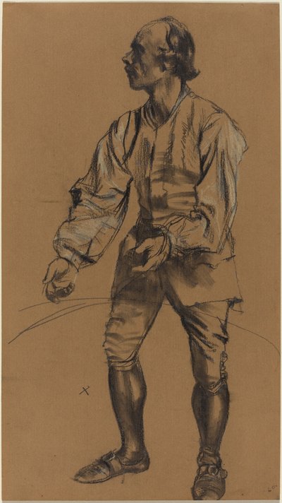 Richard Menzel On Sekizinci Yüzyıl Kostümüyle Poz Veriyor by Adolph Menzel