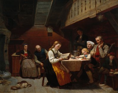 okuyan kız by Adolph Tidemand