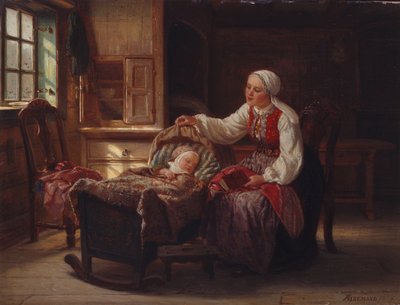 çocuklu anne by Adolph Tidemand