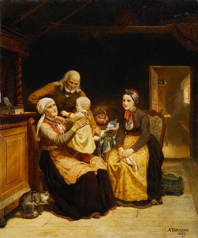 Büyükanne ve Büyükbaba Ziyareti; Besoget Hos Bedsteforaeldrene by Adolph Tidemand