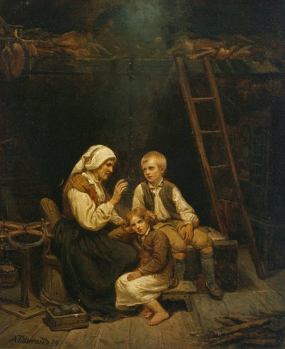 Peri anlatıcısı, Büyükanneler hikayesi by Adolph Tidemand