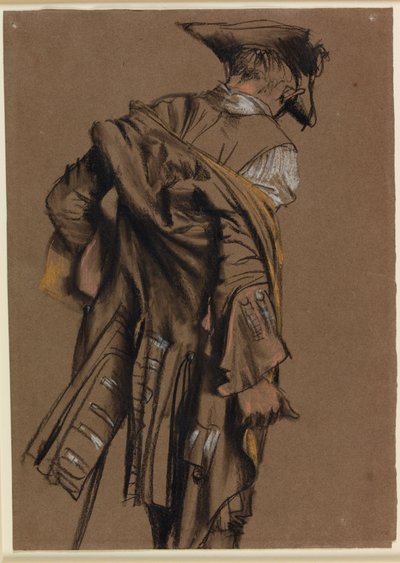 Sanatçının Modeli, Arka Görünümde On Sekizinci Yüzyıl Üniforması Giyiyor by Adolph Menzel