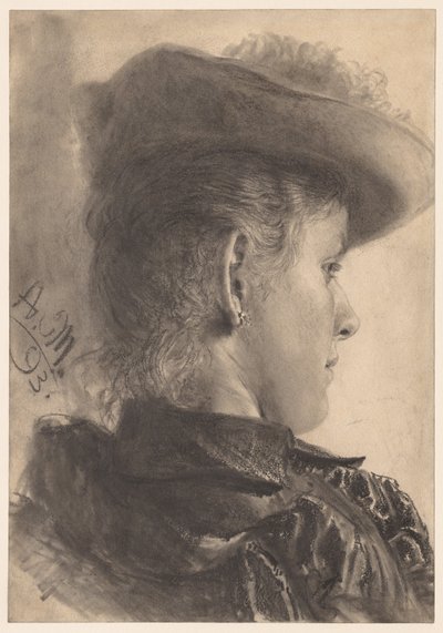Arkadan Görülen Kadın Büstü by Adolph Menzel