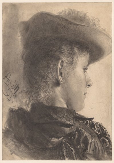 Arkadan Görülen Kadın Büstü, 1893. by Adolph Menzel