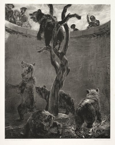 Fırçalı ve Kazıyıcılı Taş Üzerine Deneme: Ayı Çukuru by Adolph Menzel