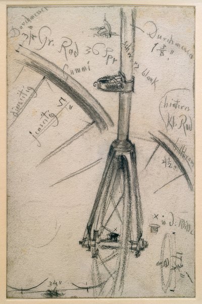 Penny farthing ile ilgili çalışmalar, teknik detaylar by Adolph Menzel