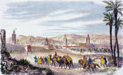 Marakeş, Fas (renkli gravür) by Adolphe (after) Rouargue