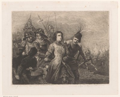 Joan of Arc askerler tarafından yakalandı ve götürüldü by Adolphe Alexandre Dillens