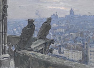 Notre Dame kulelerinden görüldüğü gibi Paris, c. 1900 by Adolphe Étienne Auguste Moreau Nélaton
