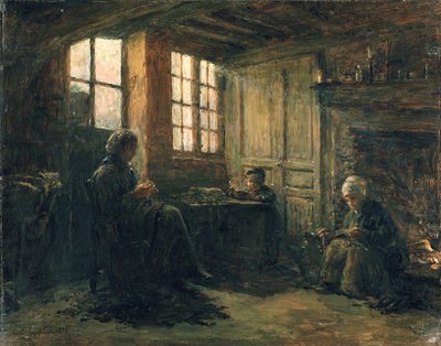 Keten Yıpranan Kadınlar, Honfleur, 1877 by Adolphe Felix Cals