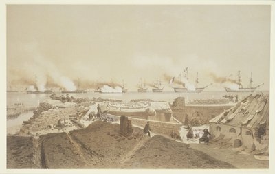 Fransız filosu tarafından Dinyeper Nehri ağzındaki Kil-Bouroun bombardımanı, Nos Souvenirs de Kil-Bouroun kolyesinden LHiver passe dans Le Liman du Dnieper, 1855-56, Eugene Ciceri tarafından oyulmuş (1 by Adolphe Jean Baptiste Bayot and Antoine Leon Morel Fatio