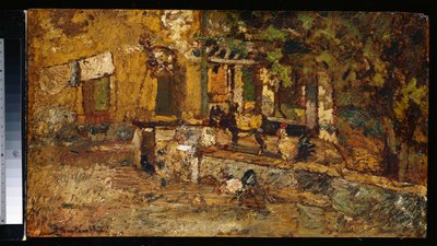 Eşek ve Horozlu Çiftlik Bahçesi by Adolphe Joseph Thomas Monticelli